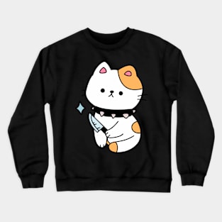 Cute kitten, with knife! Crewneck Sweatshirt